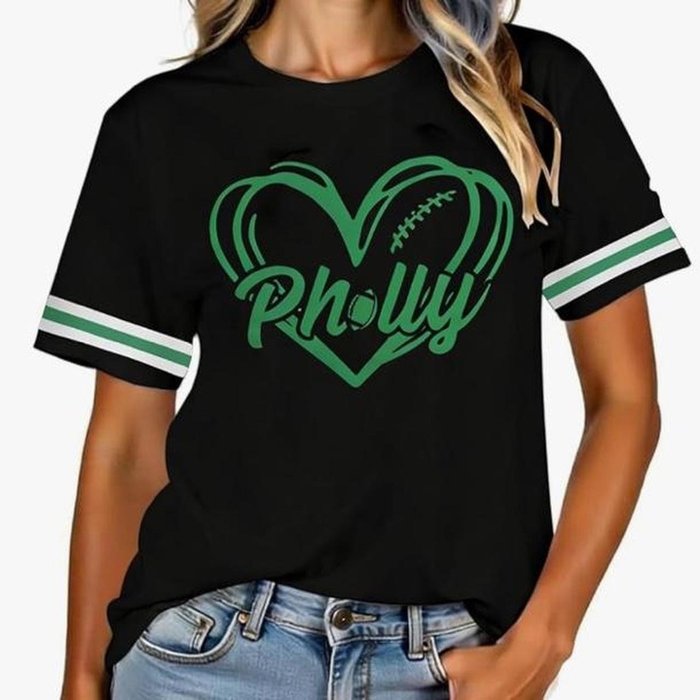 Women's Football Shirt for Women Game Day Shirt Football Heart T-Shirt